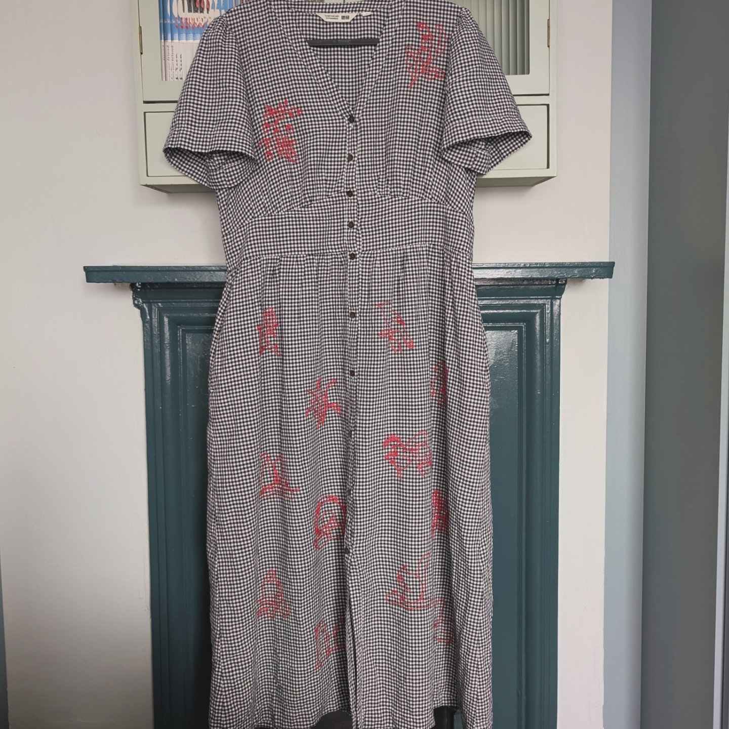 Redwork gingham dress
