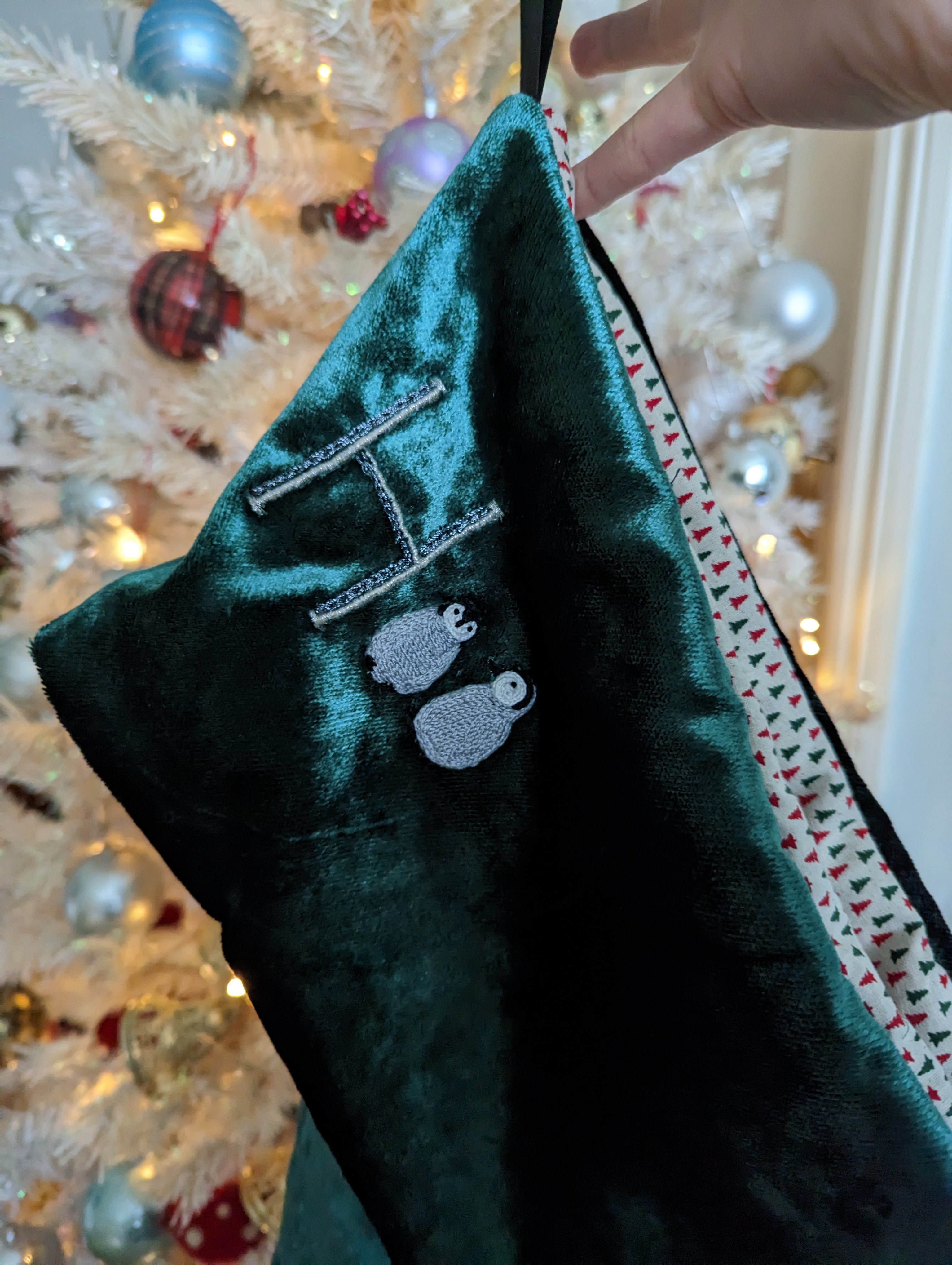 Embroidered Christmas stocking